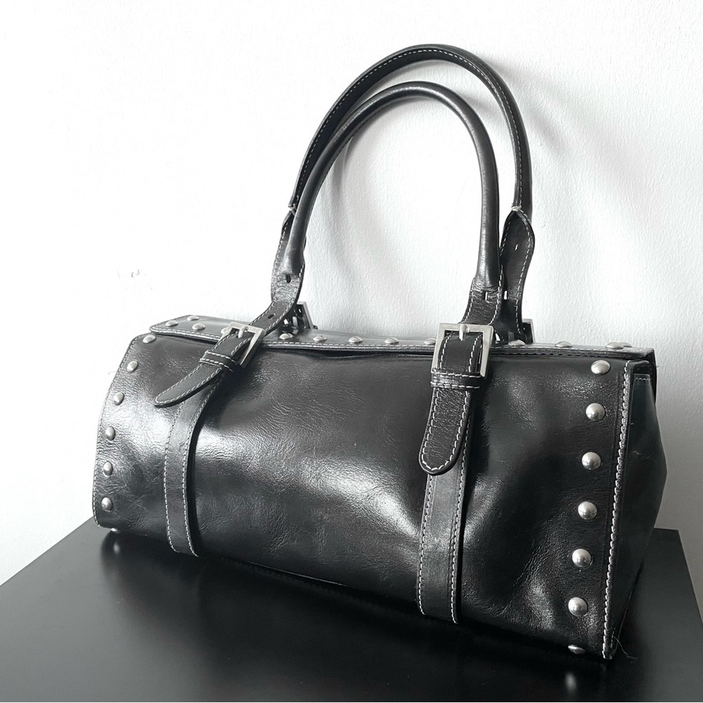 Studded Genuine Leather Handbag
